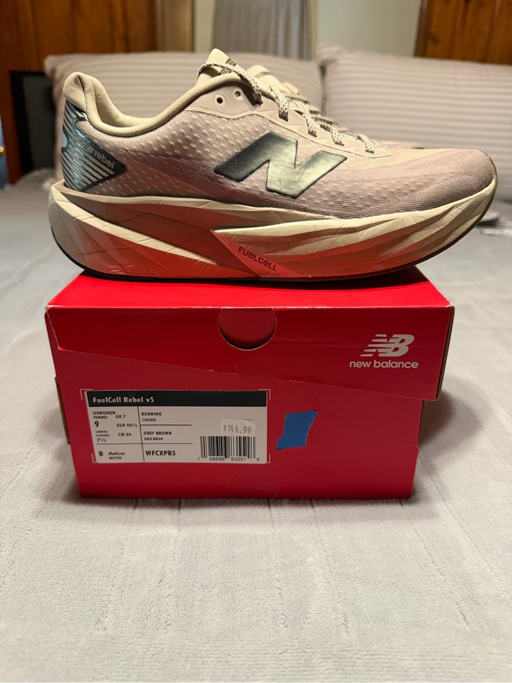 New Balance FuelCell Rebel v5 Running Shoes Grey Brown Size 9 Women